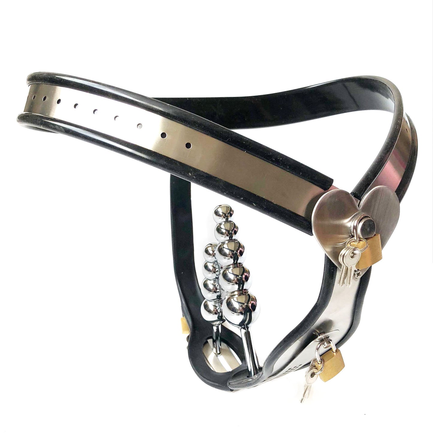 Female Chastity Belt with Heart Details and Removable Plugs