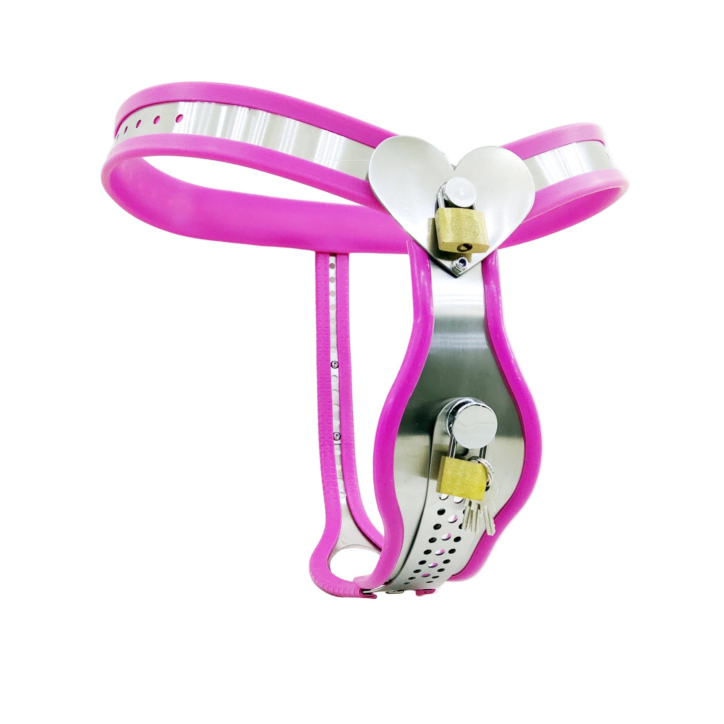 Pink Female Stainless Steel Chastity Belt with Hole  BDSM  Belt Lockable 