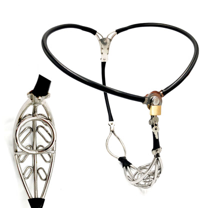 Invisible Stainless Steel Chastity Belt For Man with Hollowed-out Cock Cage
