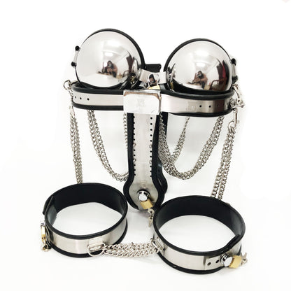 3 pcs /set Female Chastity Device Kit Stainless Steel Chastity Belt For Woman(Black/Pink)