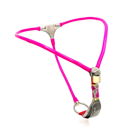 Pink Female Chastity Belt  Stainless Steel Adjustable Invisible Panties Lockable Underwear