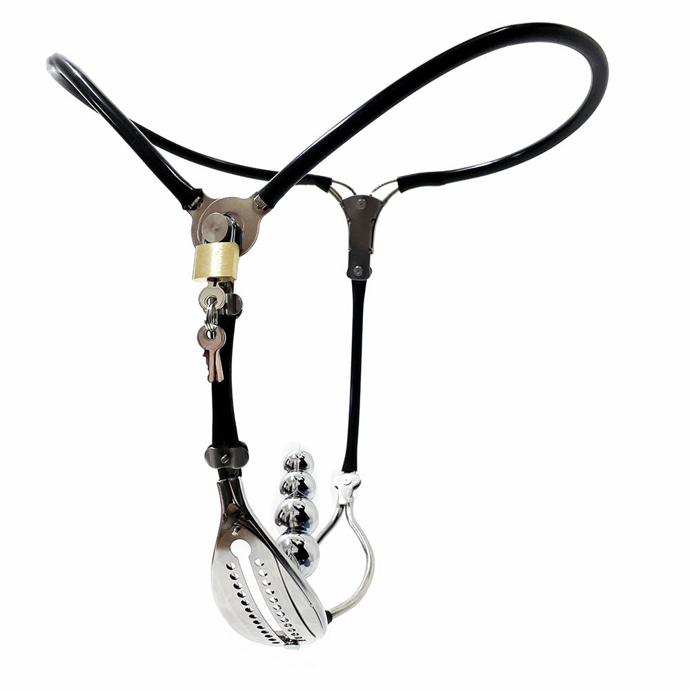 Female Chastity Belt with Anal & Vaginal Plug