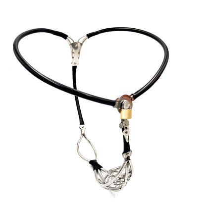 Invisible Stainless Steel Chastity Belt For Man with Hollowed-out Cock Cage