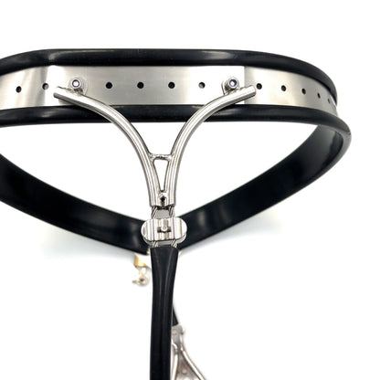 Back view of the heart-shaped chastity belt for woman