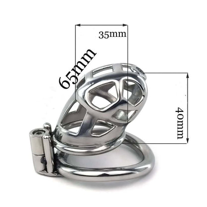 Via this picture Displayed all the size of this metal chastity cage