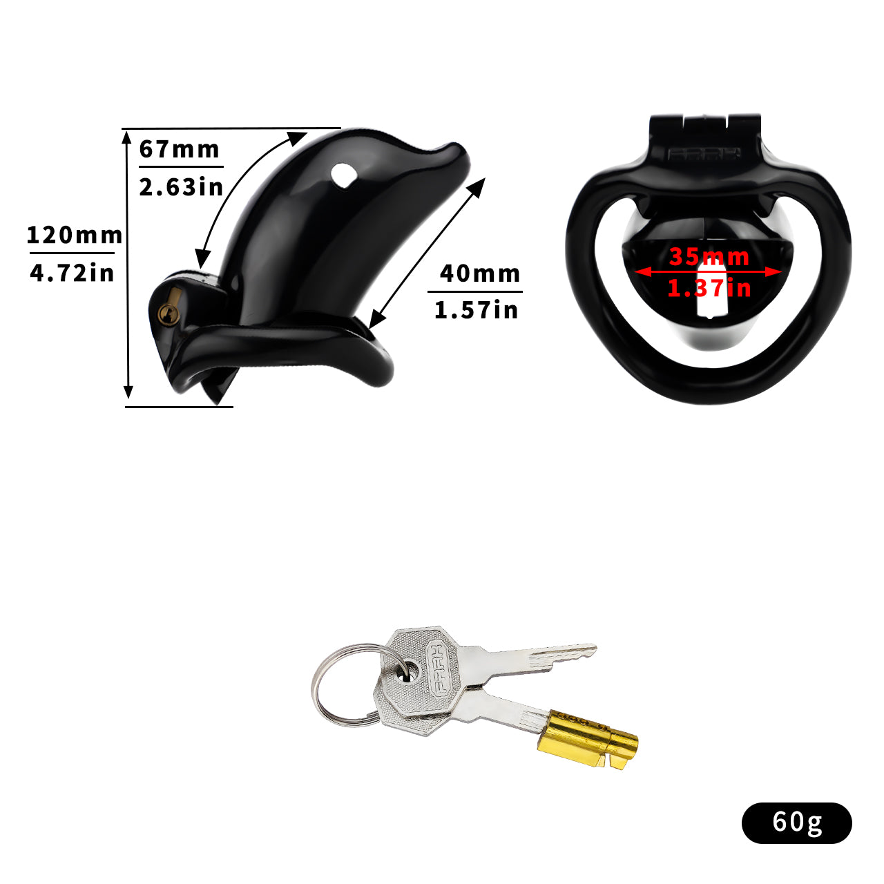 Small Negative Chastity Cage with 4 Rings